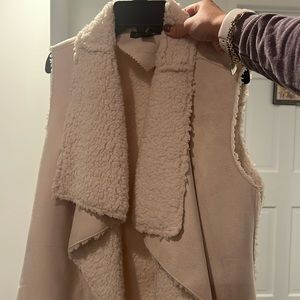 Beige fuzzy suede vest